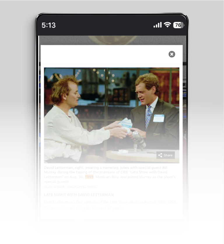 App design of the David Letterman Learning Experience