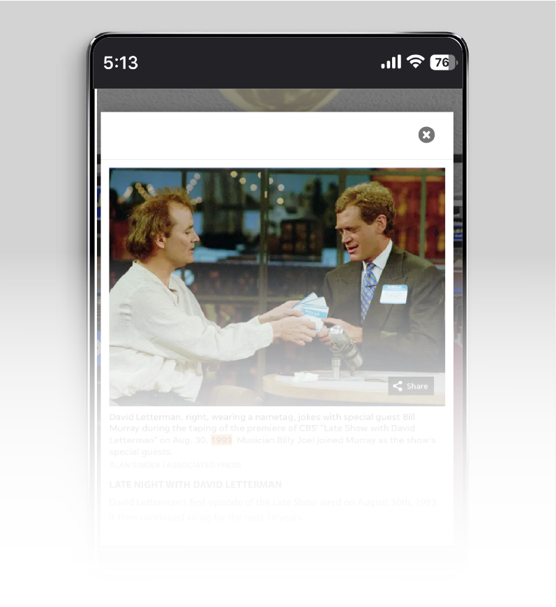 App design of the David Letterman Learning Experience