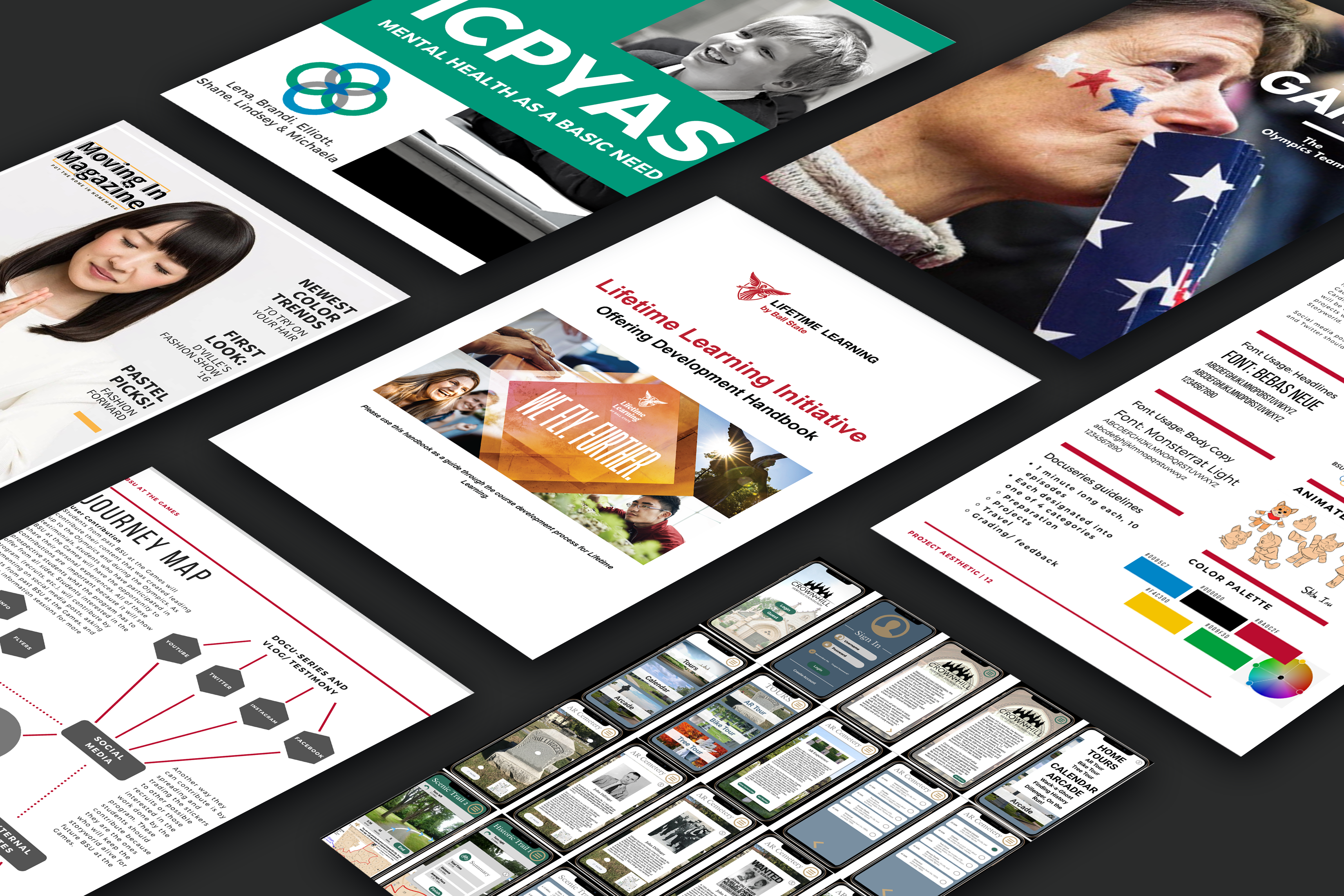 Case Studies and Wireframes for various Graduate School projects