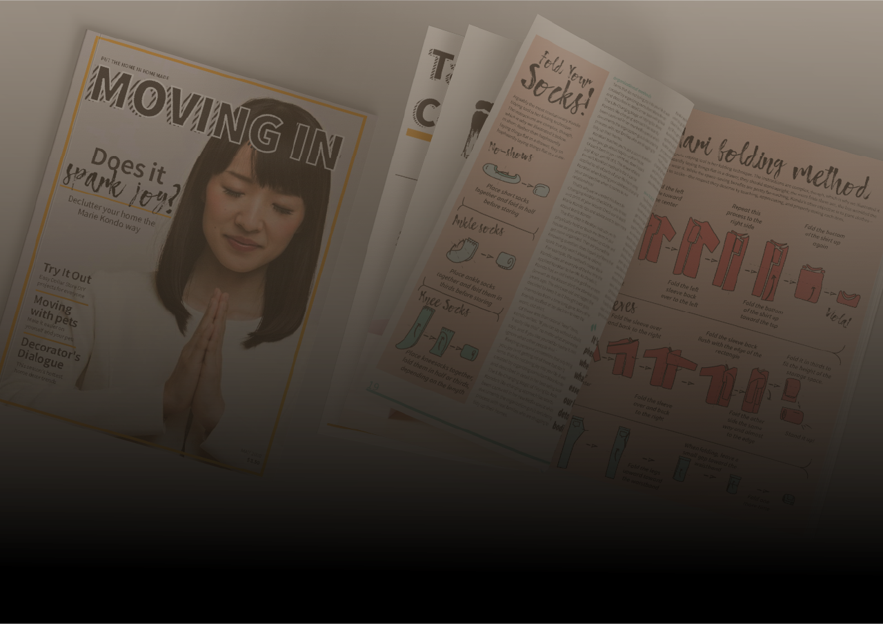 Moving In Magazine cover showcasing Marie Kondo.