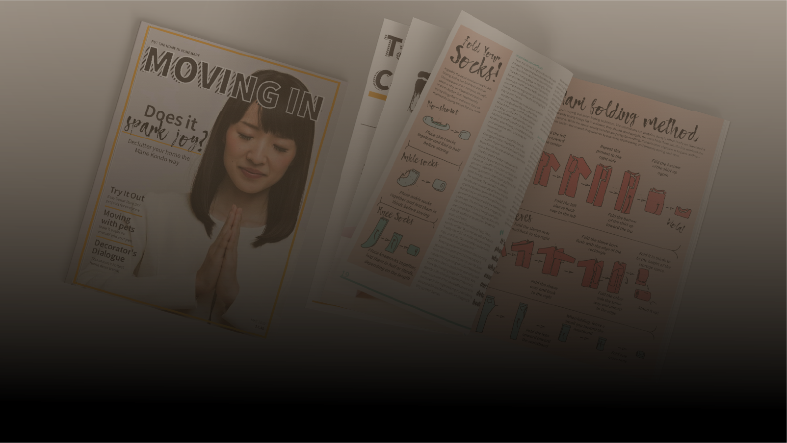 Moving In Magazine cover showcasing Marie Kondo.