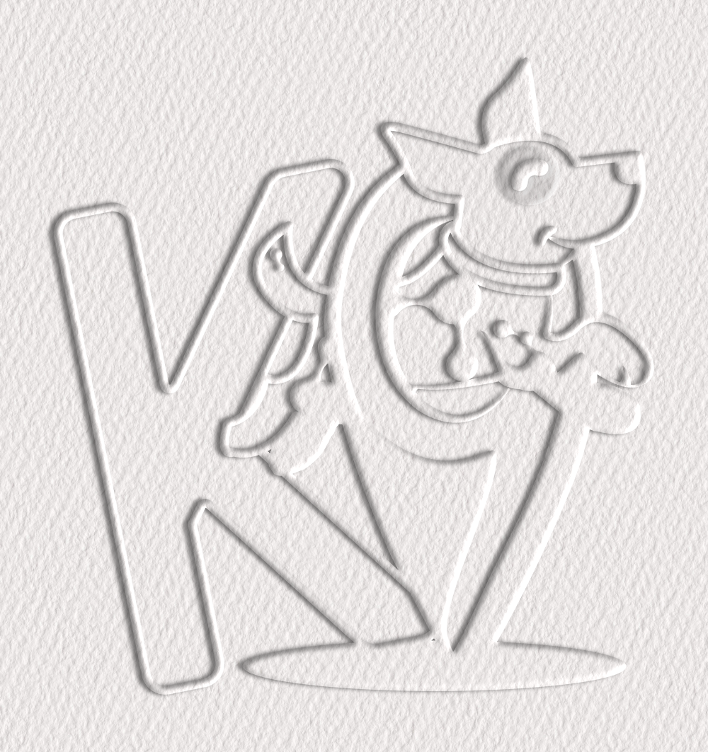 Embossed K9 Connect Center logo on white paper
