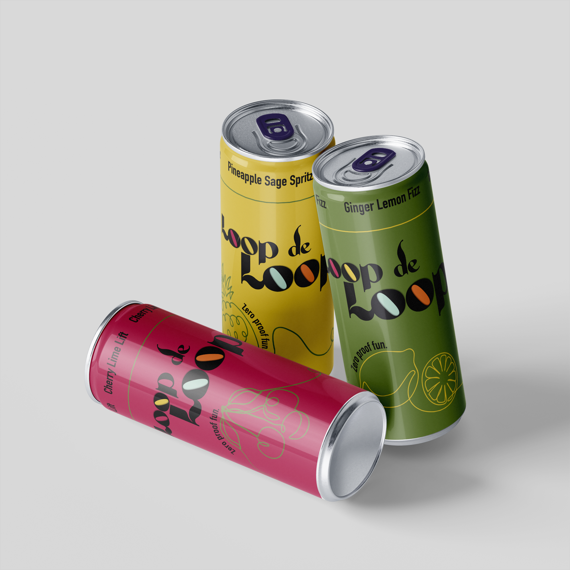 Three Loop de Loop brand seltzer cans