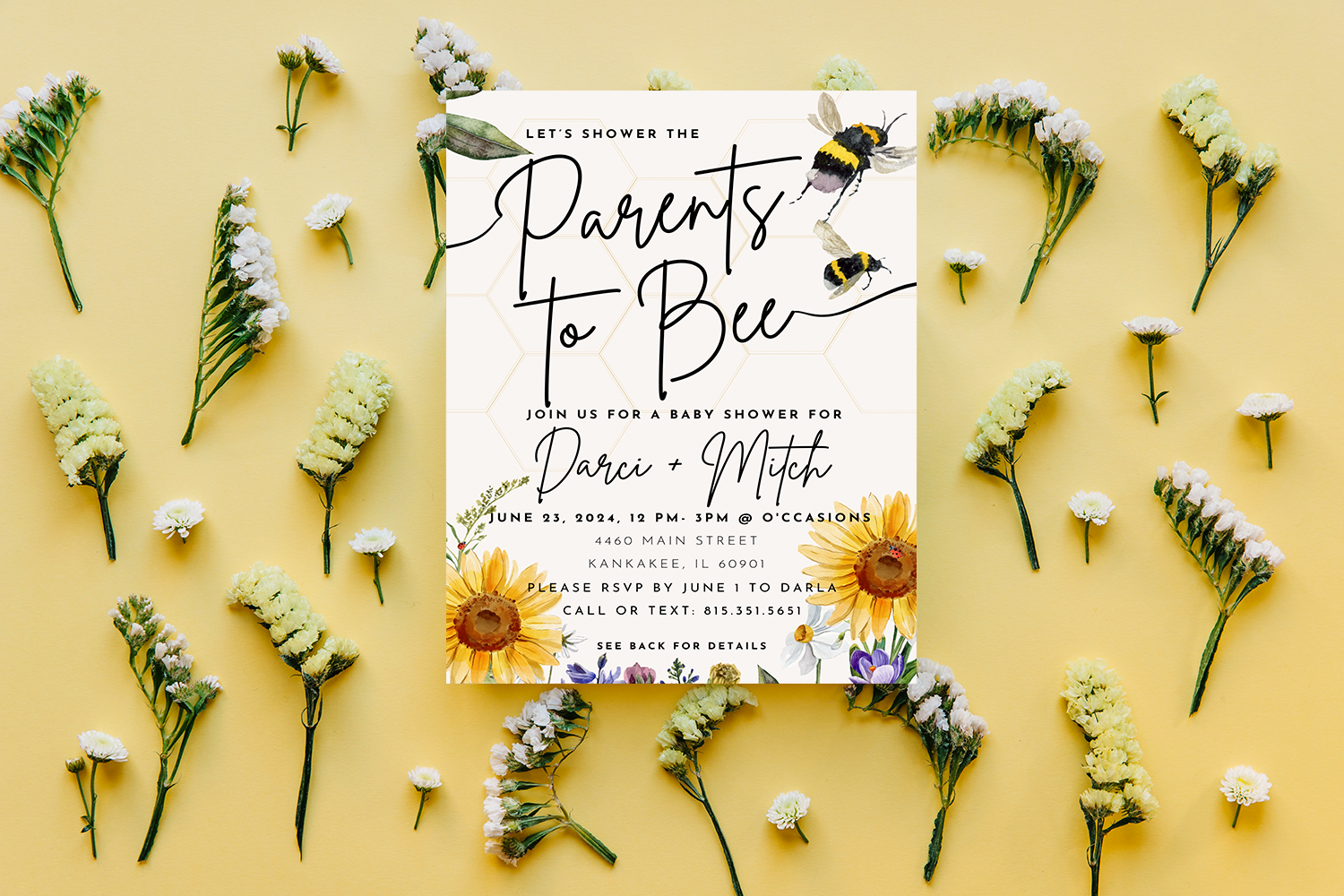 Parent's to Bee baby shower invitation