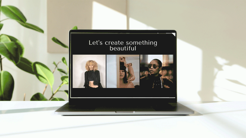 A home page for a hair stylist's portfolio website